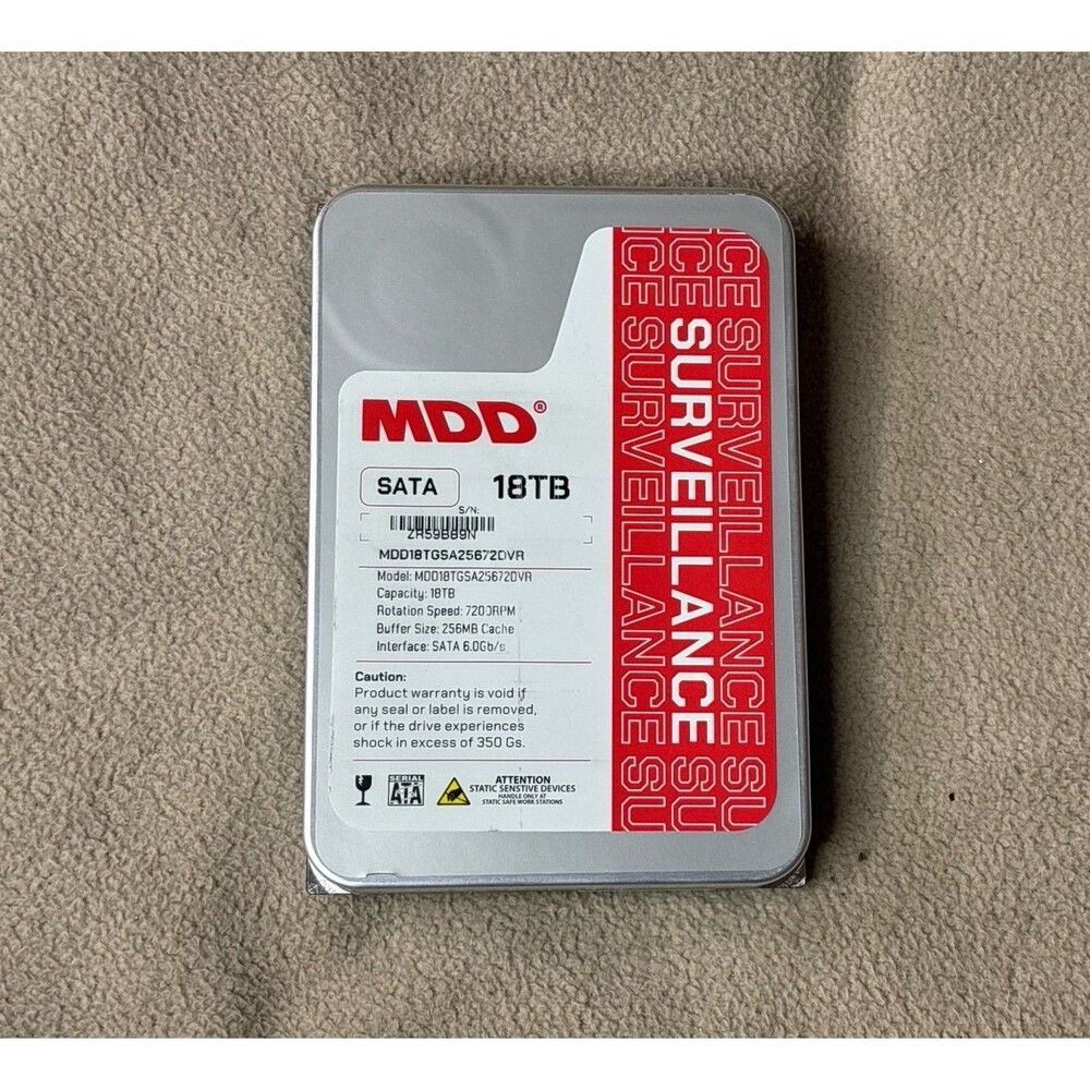 MDD 18TB 7200RPM 256MB Cache SATA 6.0Gb/s 3.5" Internal Surveillance Hard Drive